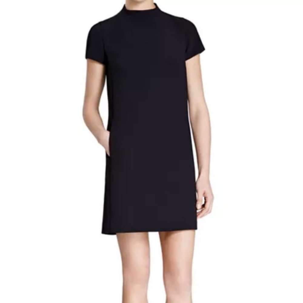 THEORY Jasneah Black Dress LBD Admiral Crepe Sz 0
